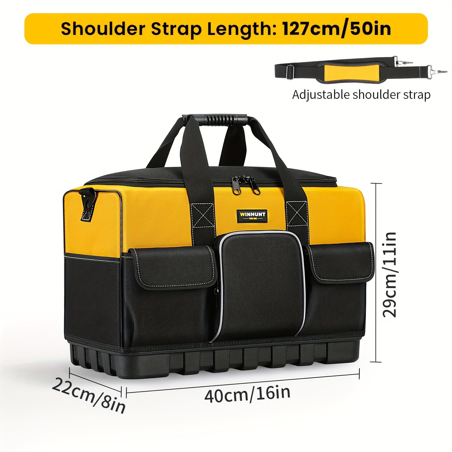 WinHunt Heavy Duty Tool Bag With Wide Mouth And Adjustable Shoulder Strap