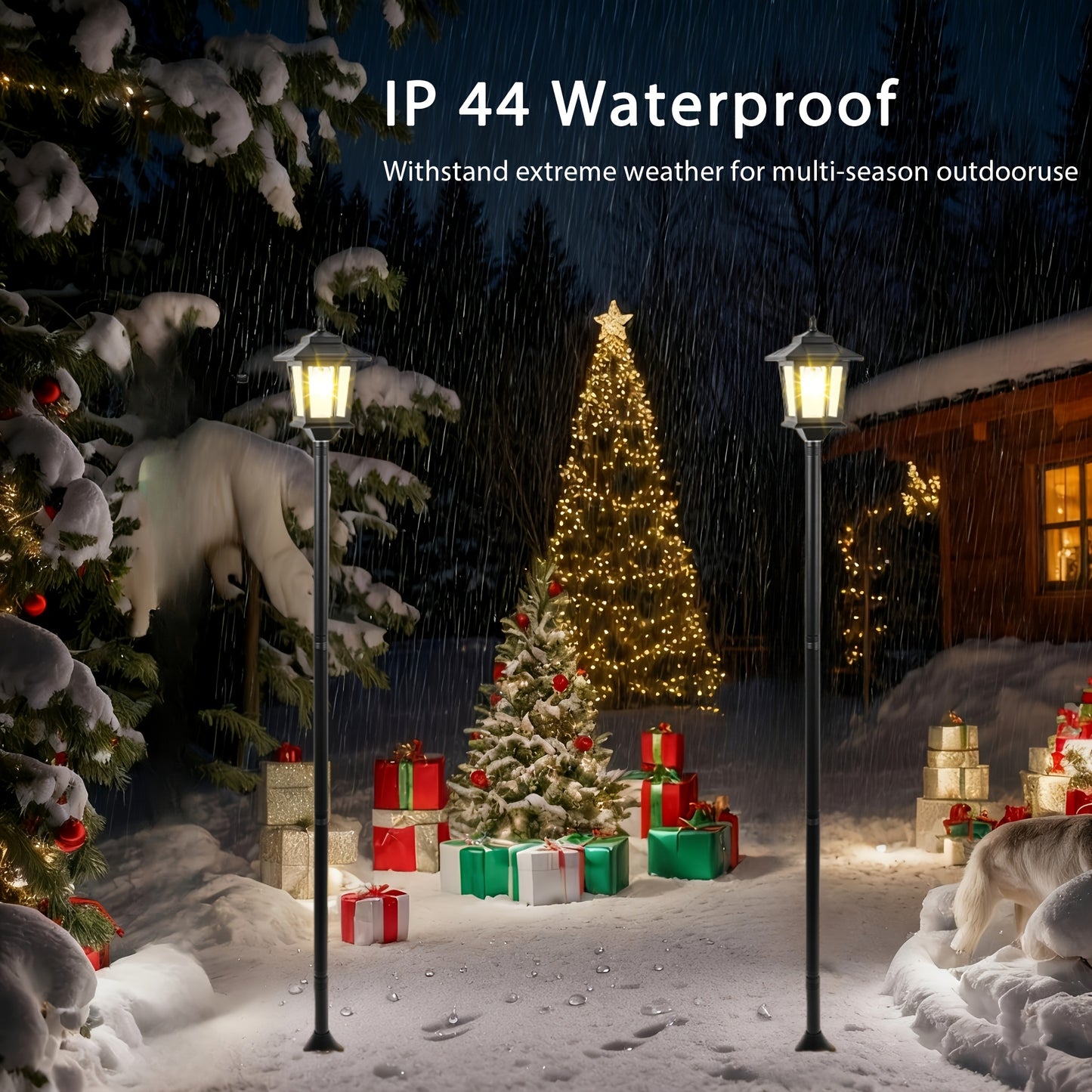 2 Pack Solar Powered Outdoor Lamp Posts Black With Built In Battery For Pathway