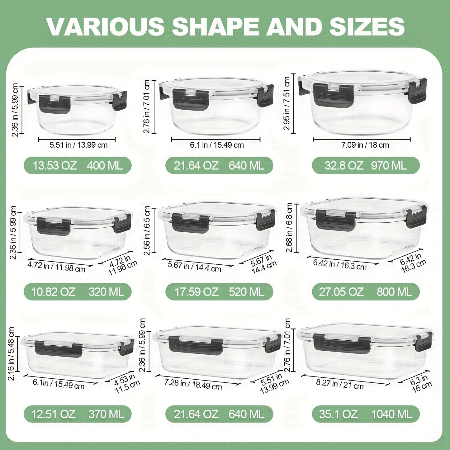 12 Pack Glass Food Storage Containers With Lids Airtight Microwave Safe