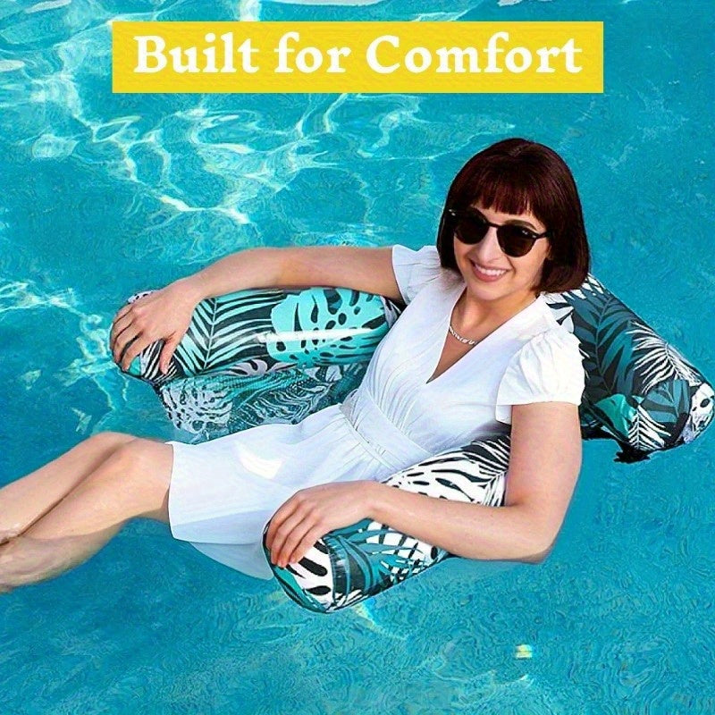 JOYFY 1 Pack/2 Pack Leaf Design Floating Lounger - Inflatable Pool Chair for Adults, Portable Summer Float for Beach, Lake & Pool Parties