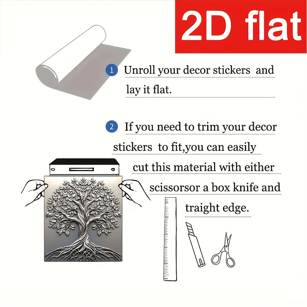 2D Flat, 1pc Tree of Life Magnetic Dishwasher Door Cover - 2D Flat Vinyl Art Print, Easy to Apply & Clean, Indoor Rectangular Dishwasher Trim, Elegant Kitchen Decor, 23.03 x 25.59 Inches, Dishwasher Magnetic Cover Decorative,