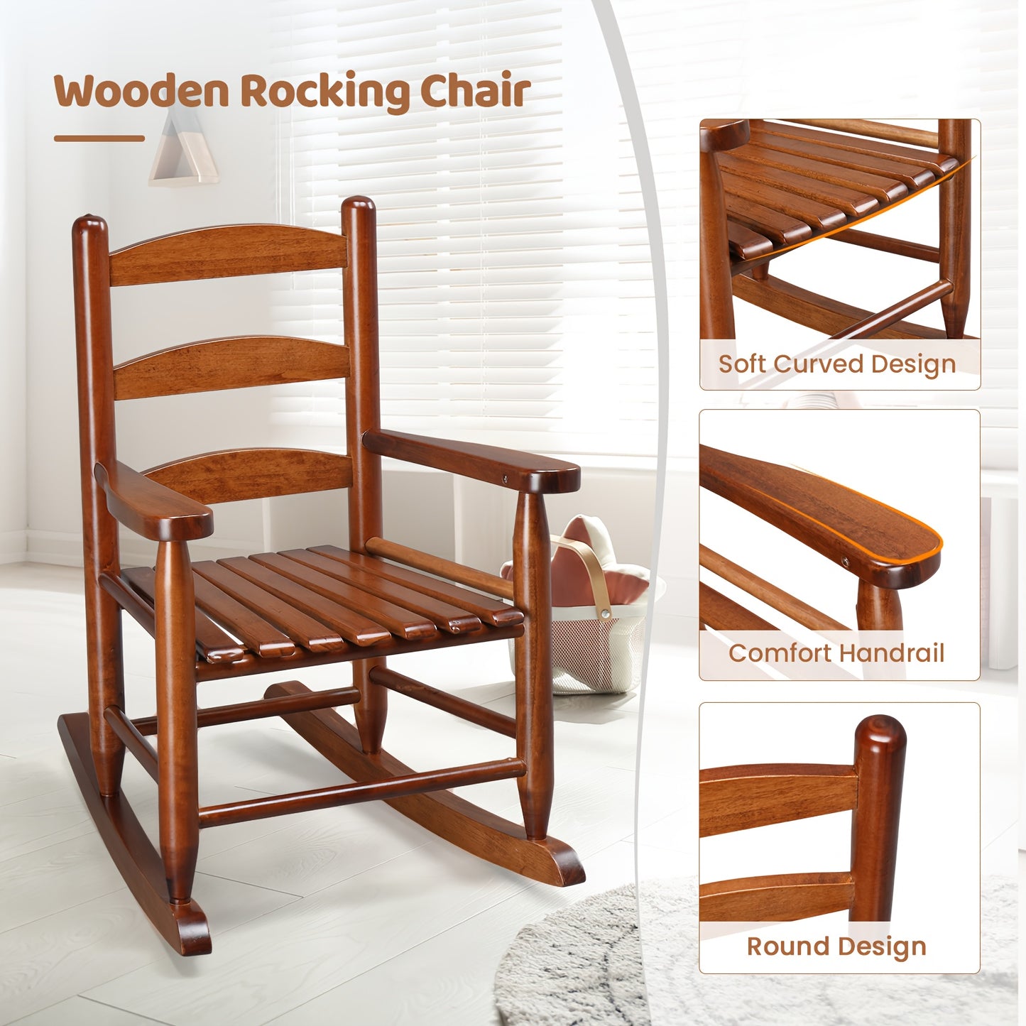 Kids Rocking Chair For 3 To 6 Years Solid Wood Teak Rocker