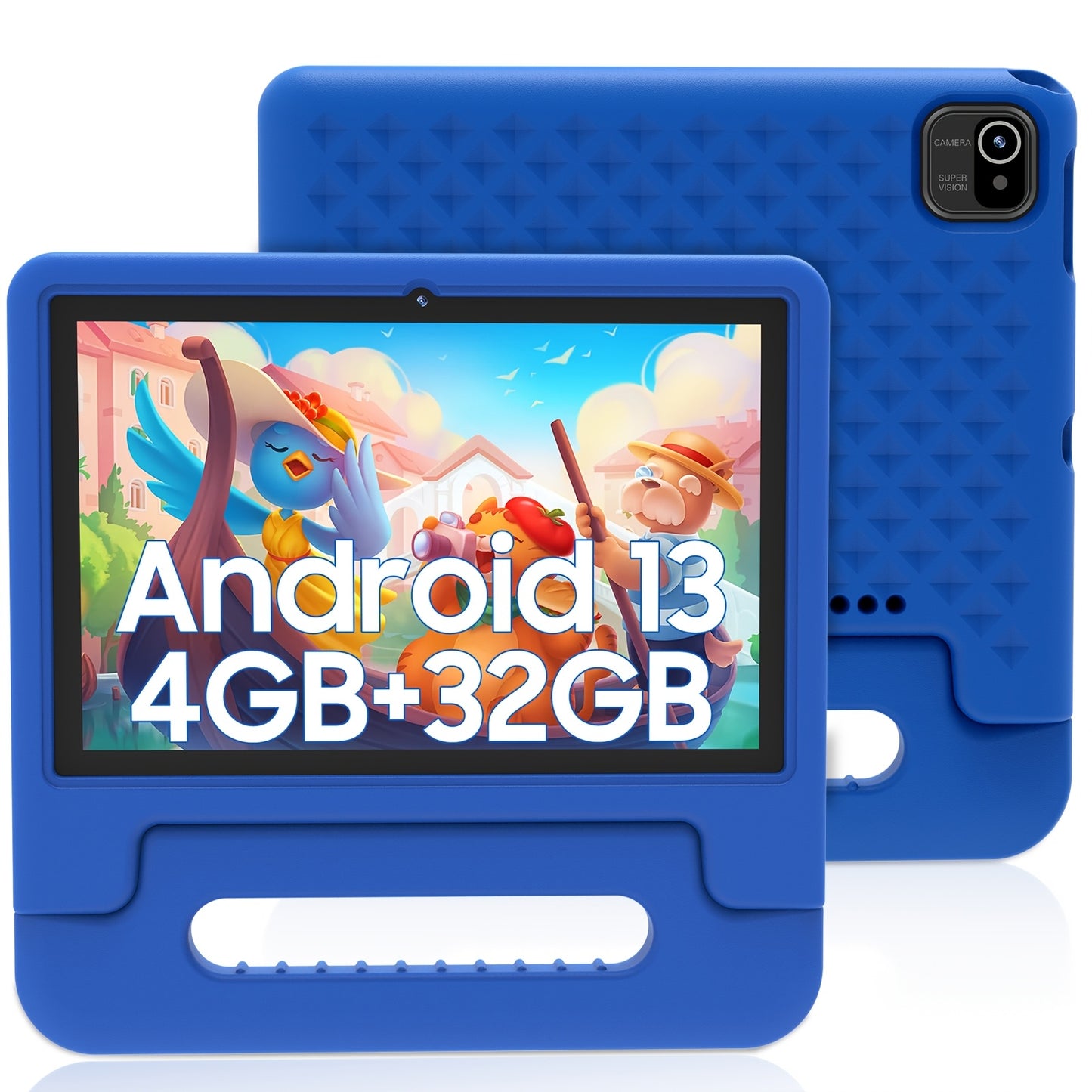Android 13 Tablet, 10.1-inch Kids Tablet, 1280*800, 4GB(2GB+2GB Expandable) ROM, 32GB RAM, WiFi, 5000mAh, Dual Camera, Parental Controls, Preloaded Apps, Games, Learning Education Tablet with Case, Tablet PC, Eye-Protection,