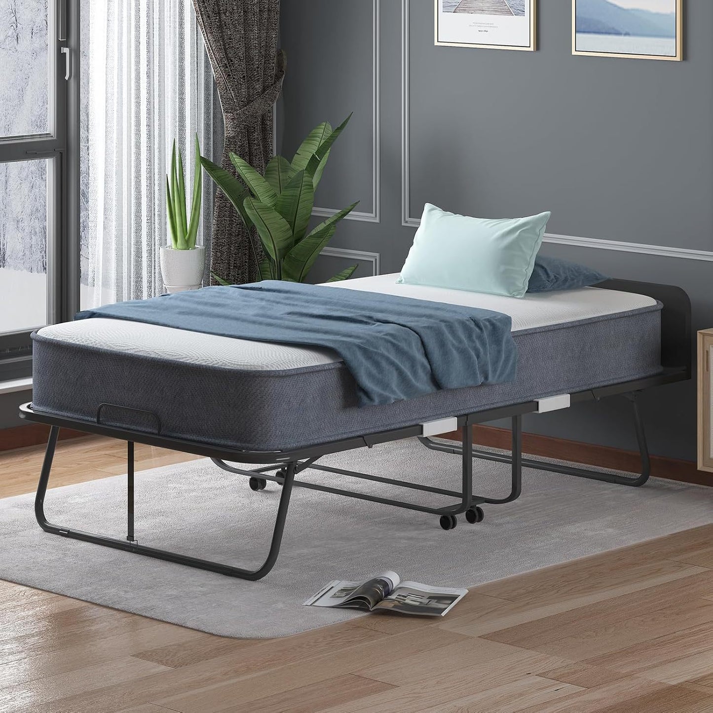 Foldable Bed With 5 Inch Foam Mattress Rollaway 75 By 31