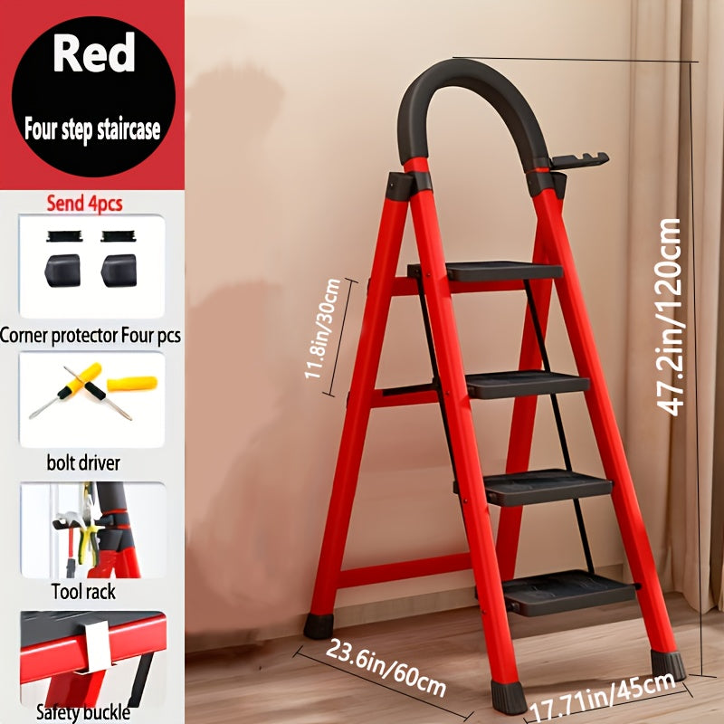 Foldable Footstool Ladder 3 Steps 400 Lb Capacity Non Slip Pedals