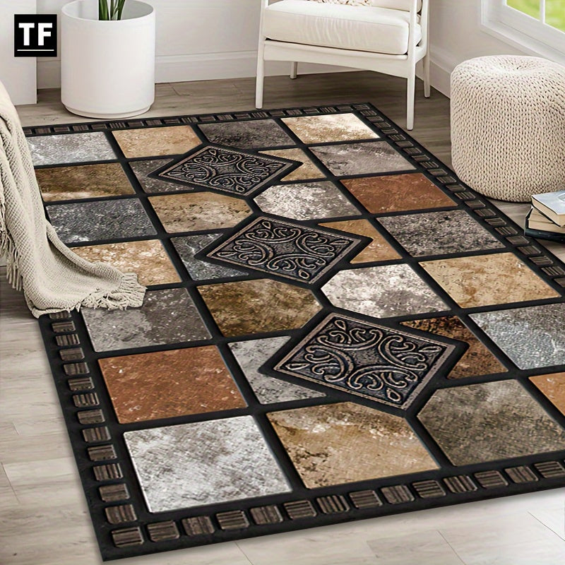 Lux Marble Tile Mat With Rubber Backing For Living Room And Entry Indoor Outdoor