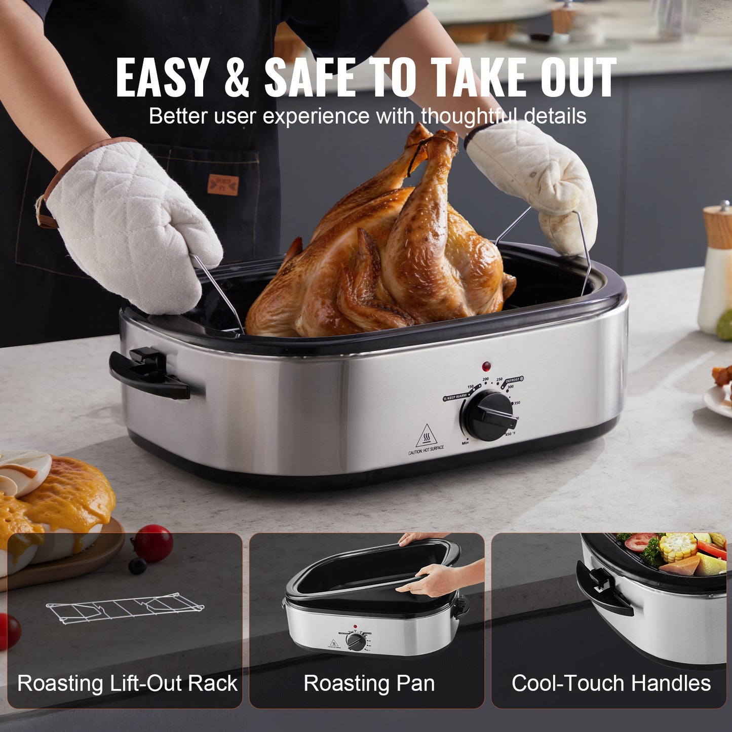 VEVOR Electric Roaster Oven 22 Qt Self Basting Lid 1450W