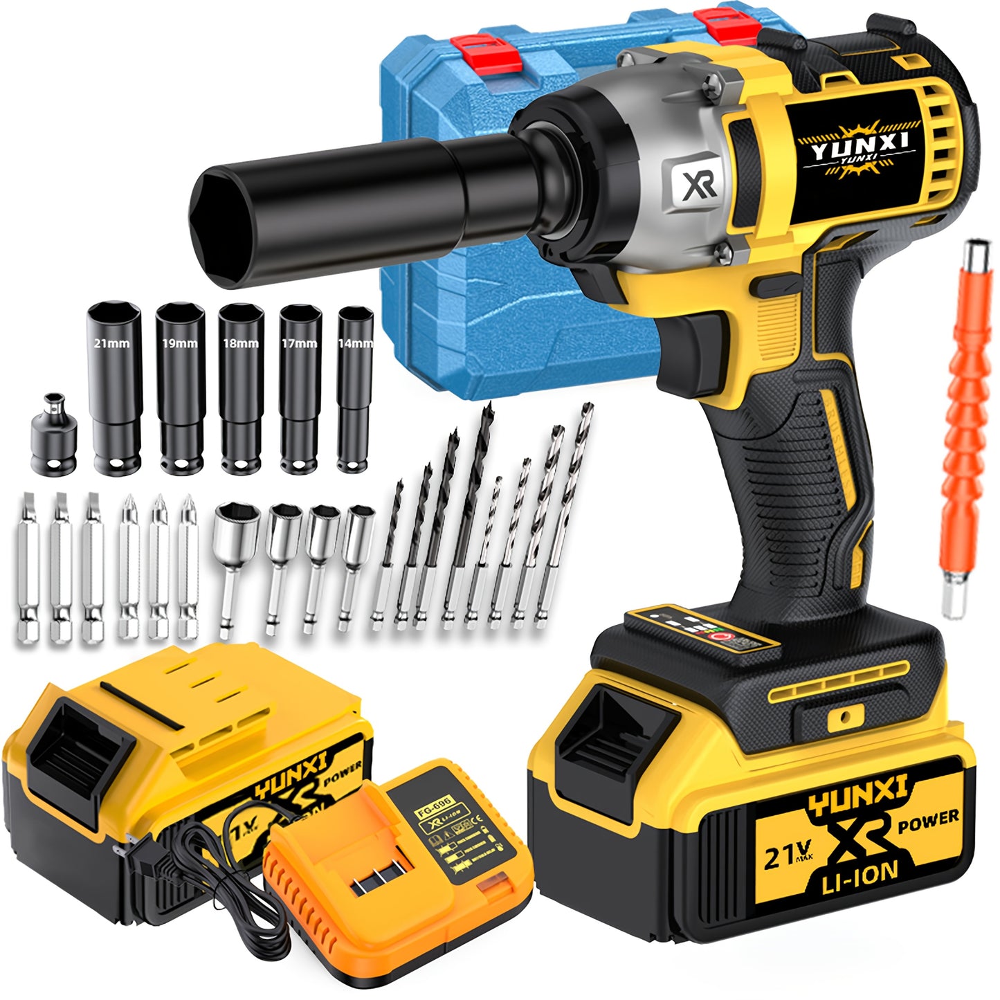 21V Wireless Impact Wrench High Torque Kit With 4000mAh Battery