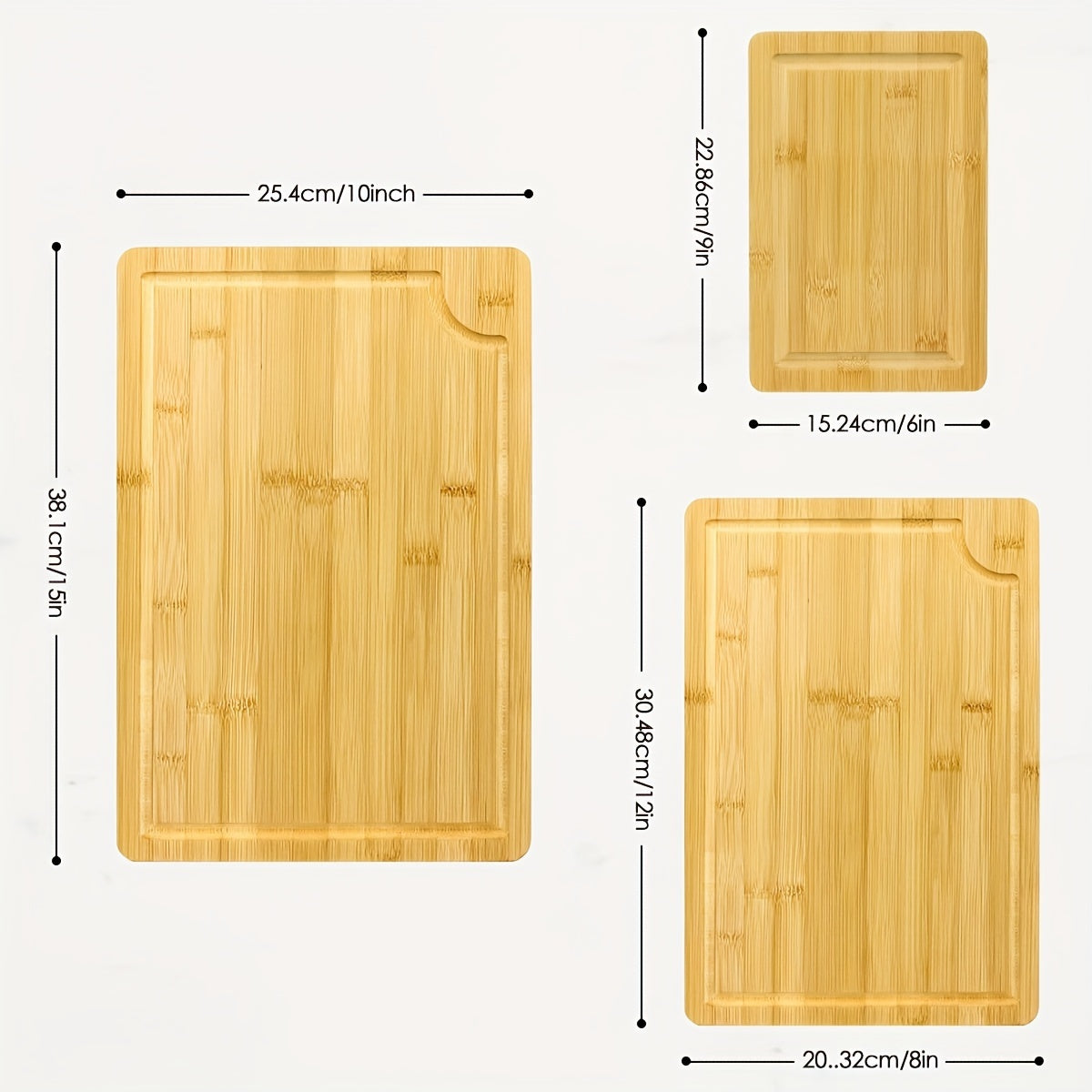 Bamboo Cutting Board Heavy Duty Non Slip Deep Juice Groove Easy Clean