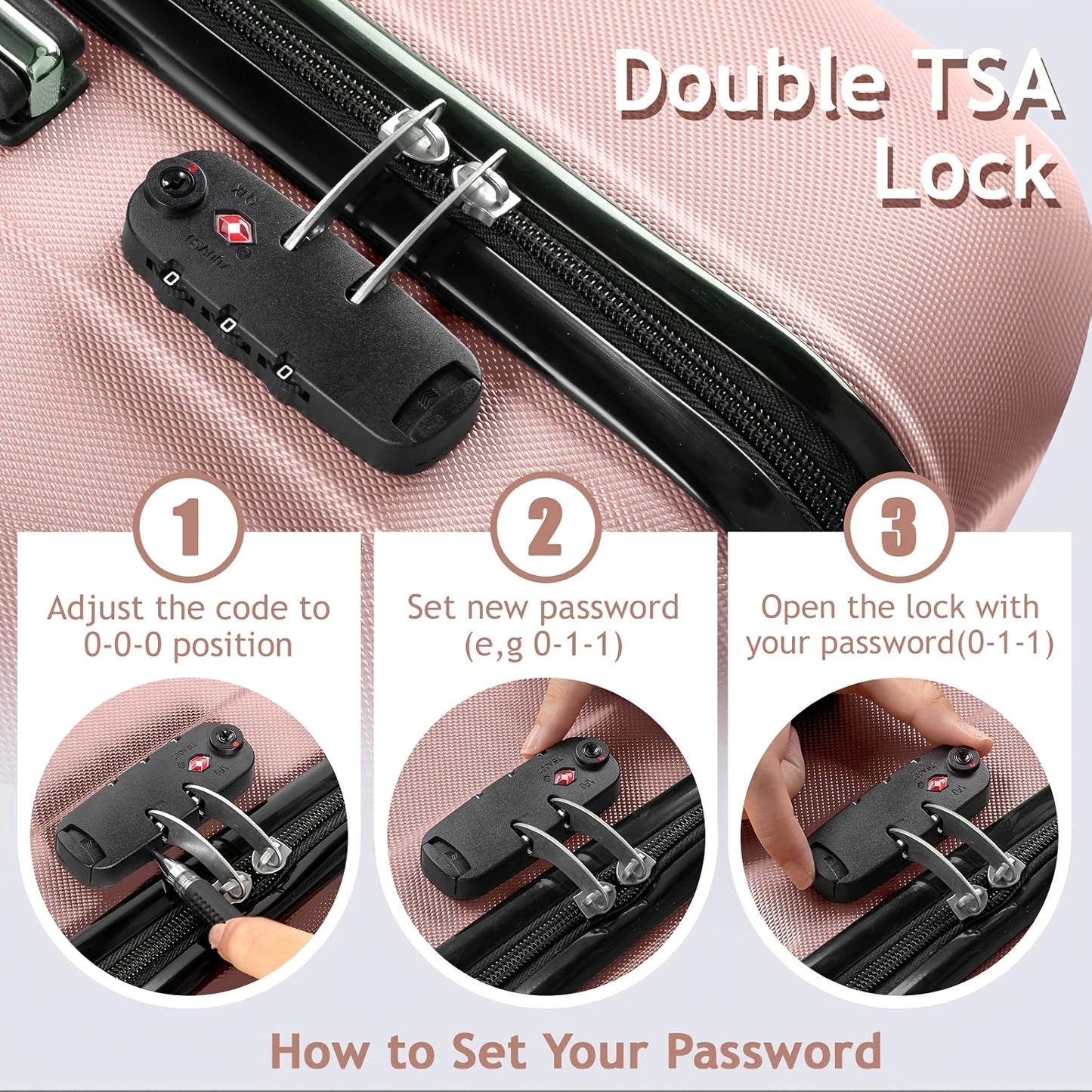 ABS Luggage 3 Hardshell Set With 20 24 28 Inch Aluminum Handle Spinner TSA Lock