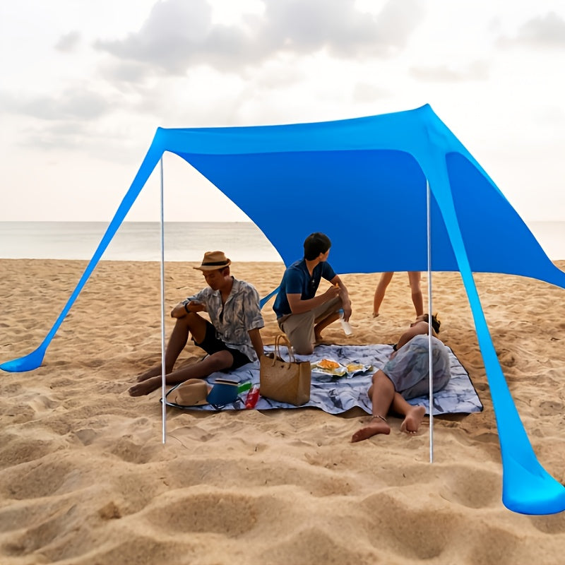 Beach Tent Sun Shelter, Portable Sunshade Canopy with Sandbags for 4-6 Adults, Easy Setup, for Family Outdoor Camping Fishing Backyard Picnics