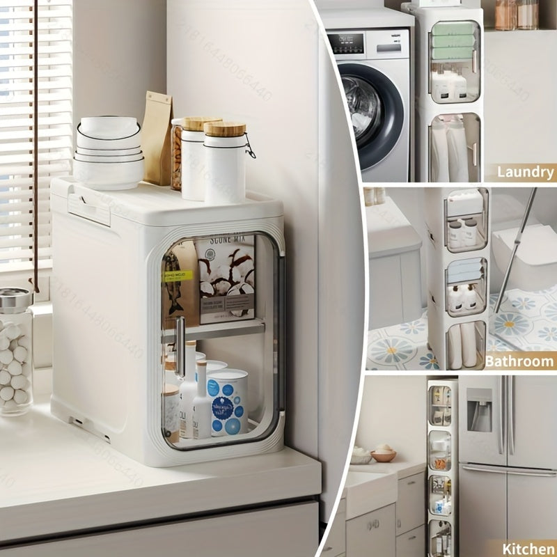 Three Quarter Tier Tall Narrow Plastic Storage Cabinet With Adjustable Shelves