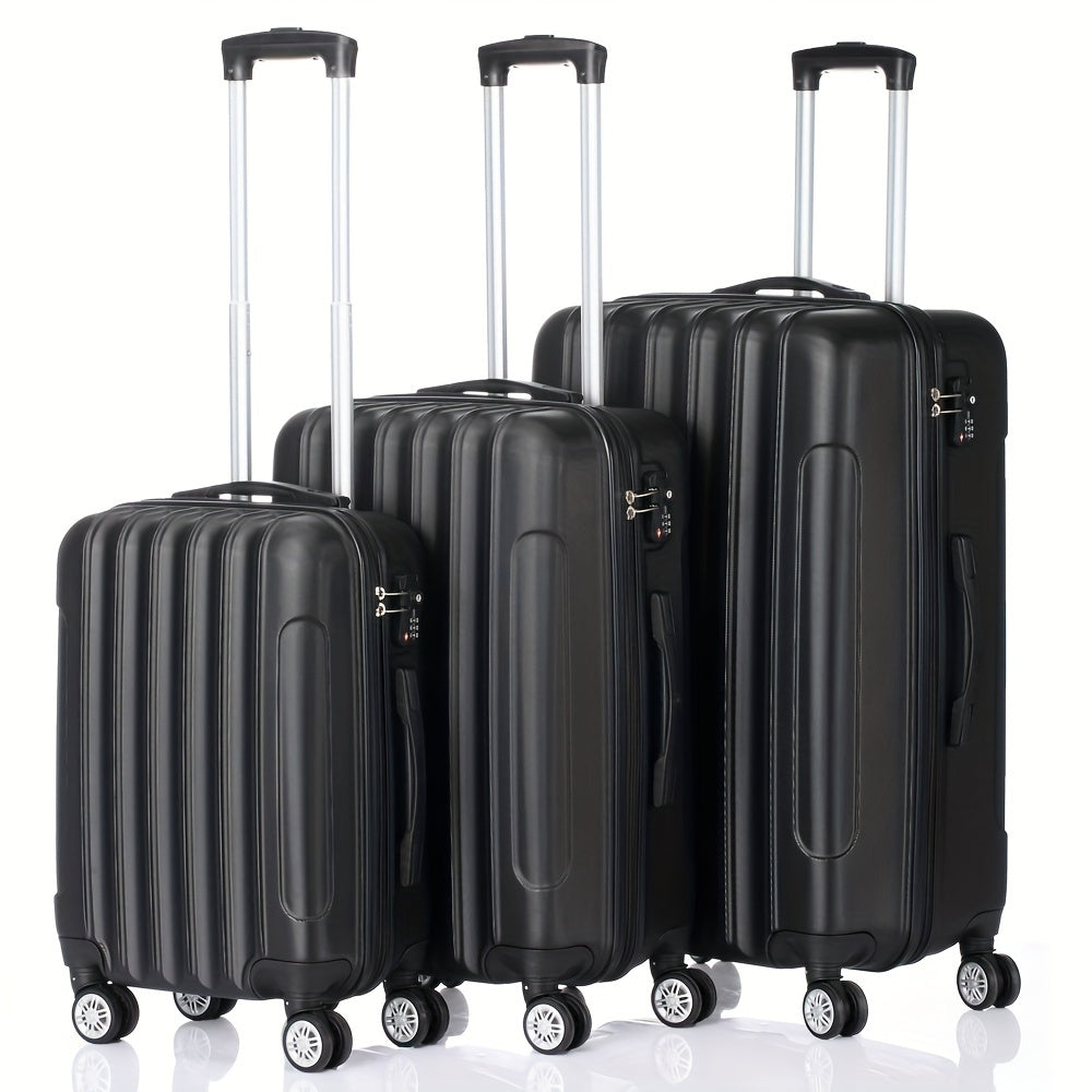 ABS Luggage 3 Hardshell Set With 20 24 28 Inch Aluminum Handle Spinner TSA Lock
