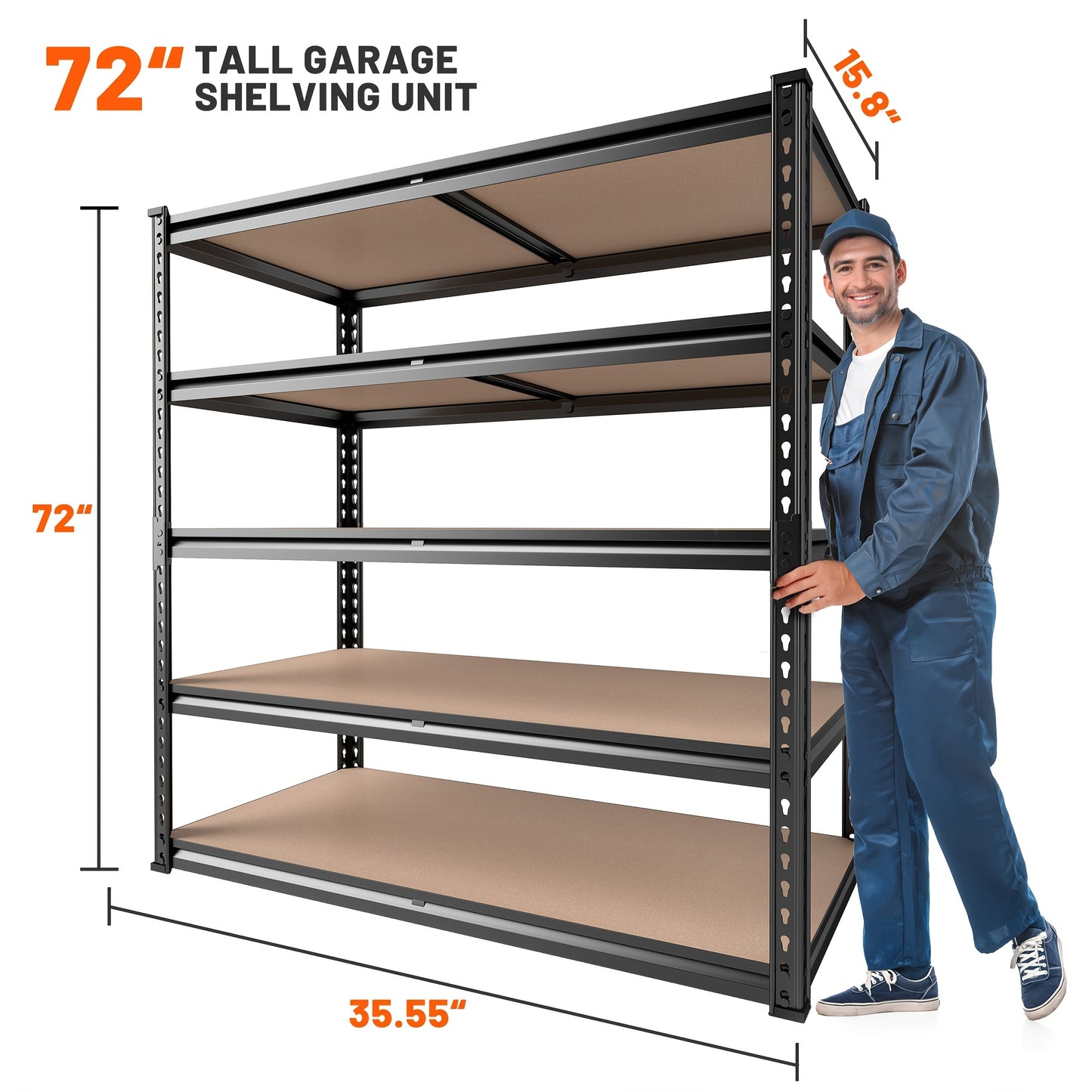 Heavy Duty 5 Tier Metal Shelves - 72 H 2000LBS Capacity