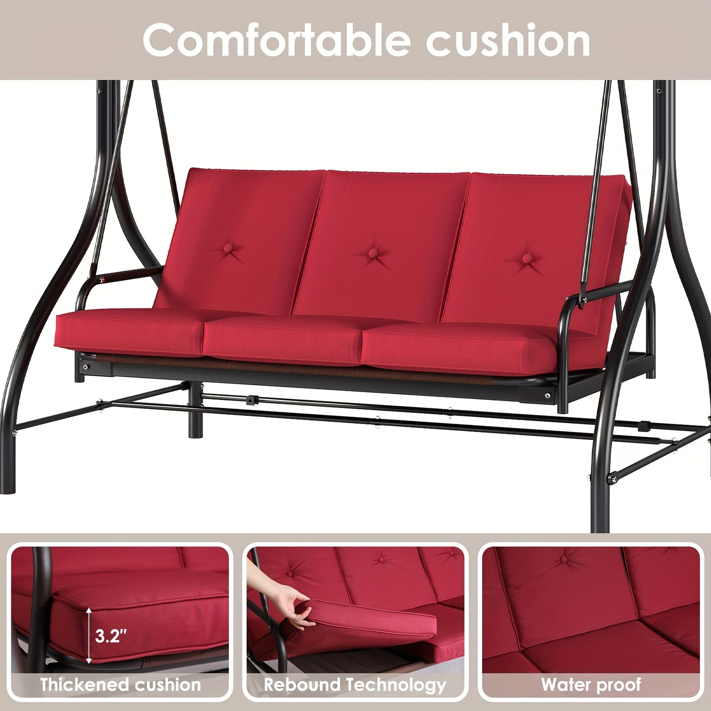 Three Person Outdoor Glider Swing Hammock With Canopy