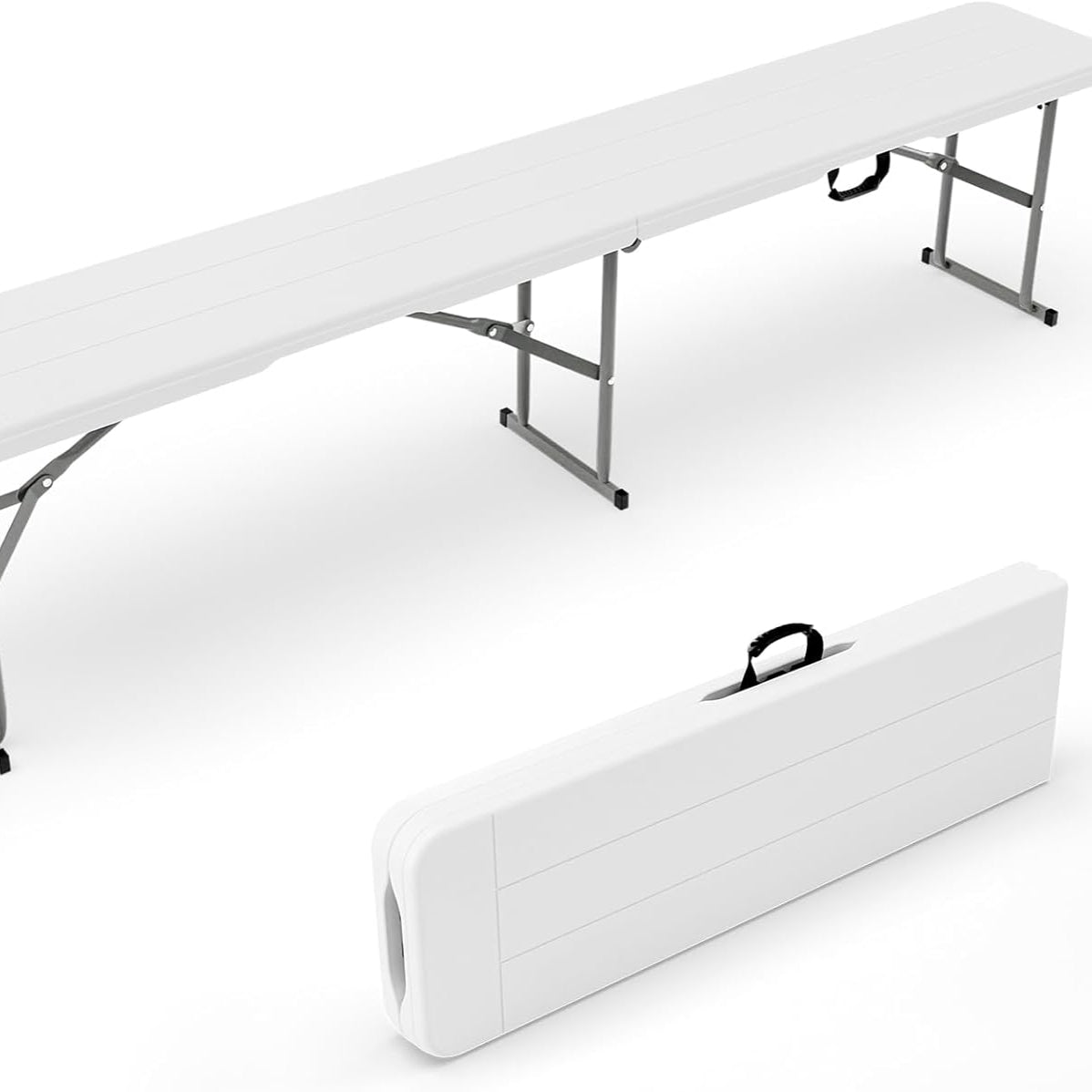 6-Foot Plastic Folding Table Portable For Picnics And Events White Iron Frame