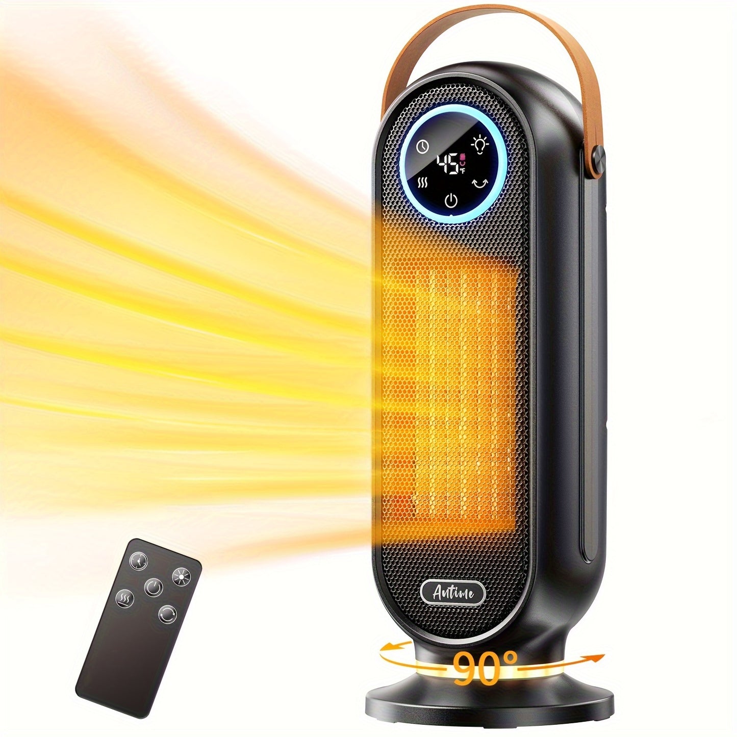 1500W Portable Space Heater with Remote Control Digital Display and Touch Button