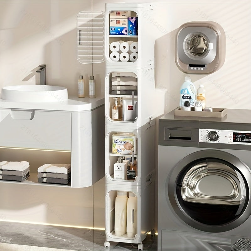 Tall Narrow Plastic Storage Cabinet With Adjustable Shelves Space Saving Unit