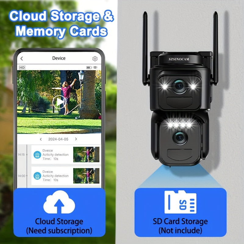 IP66 Waterproof Solar CCTV Camera 2K 10X Zoom 360 Degree Spotlight