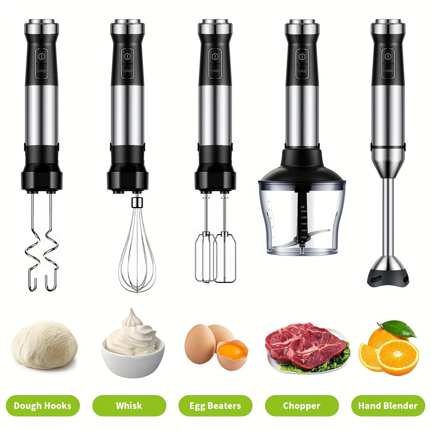 [6-In-1 Immersion Blender] GDOR 6-In-1 Immersion Blender Handheld - 1000W Powerful Scratch Resistant Hand Blenders for Kitchen - 20 Speed And Turbo Mode, Low-Noise, Beaker Chopper Whisk Milk Frother, Baking Supplies And Equip