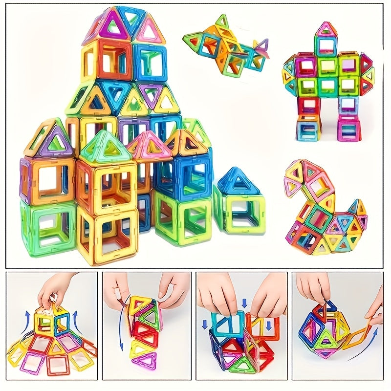 122pcs - DIY Magnetic Toys With Magnetic Blocks, Large-sized STEM Toy Structure Set Toys, Educational Magnetic Toys For Learning, Magnetic Tiles, Birthday, Halloween, Valentine'S Day Gifts