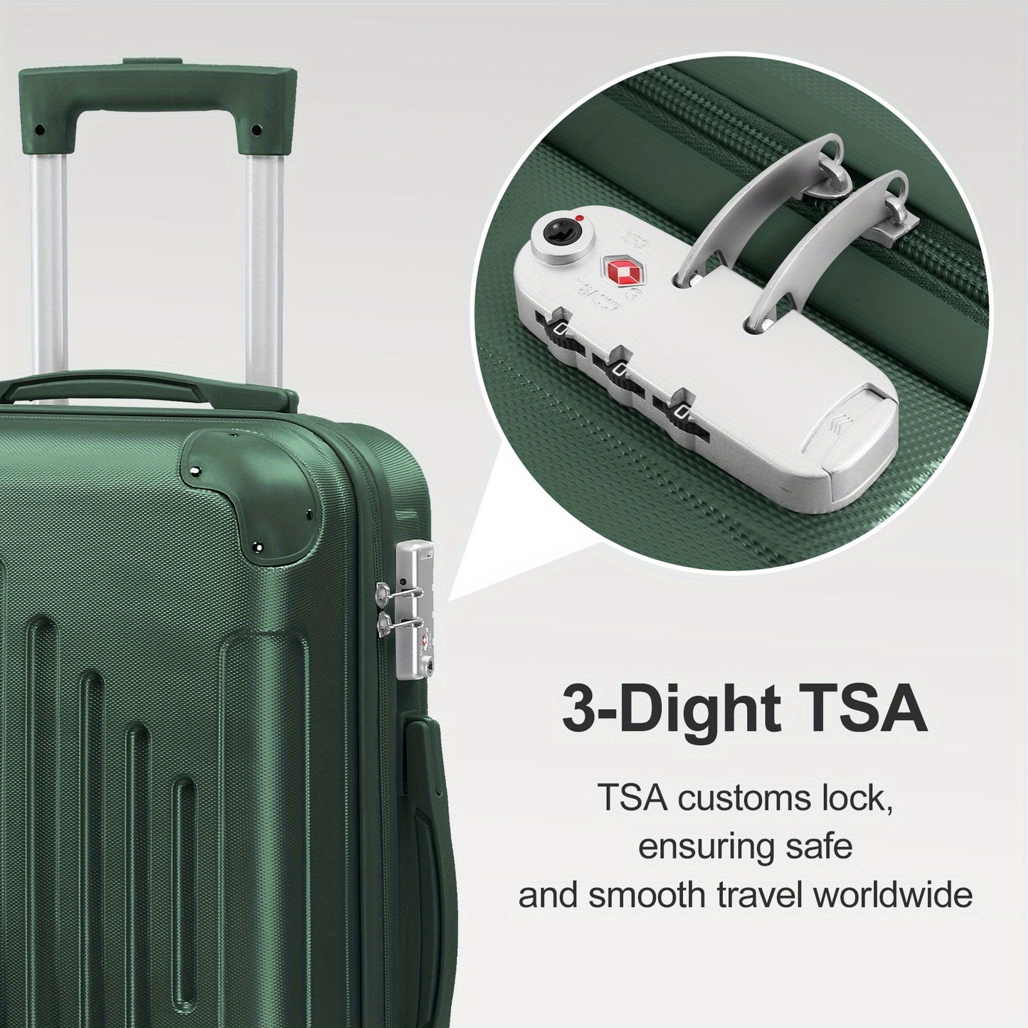 [20-28" ABS Luggage] Airline Approved Lightweight 20/24/28 Inch Carry-On Luggage | ABS Hardshell, TSA Lock & Silent Spinner Wheels