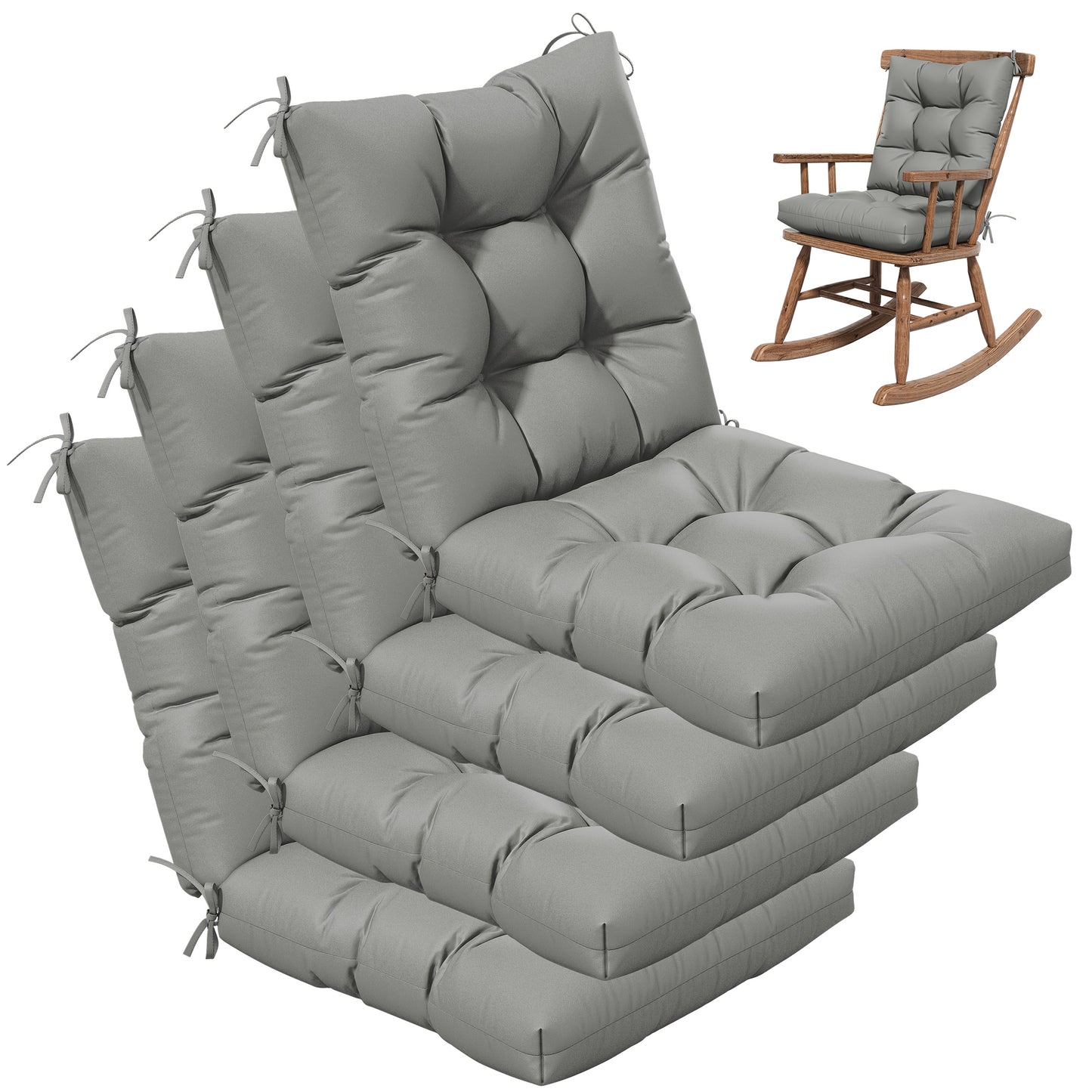 Set of 4 Outdoor Swing Cushions 22.5x22.5 Inches Waterproof All Season