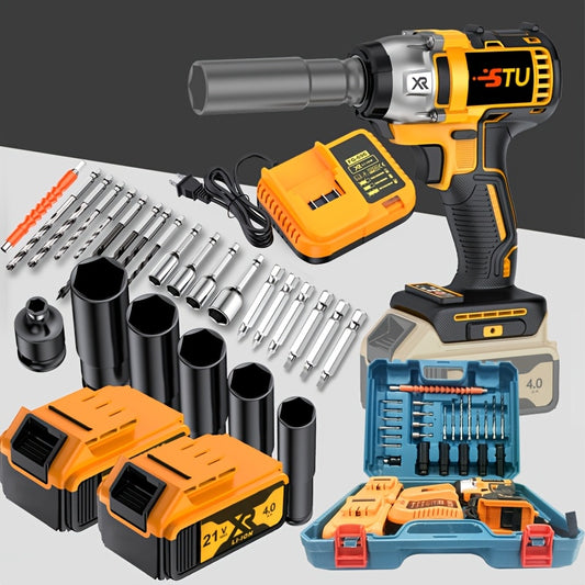 21V Cordless Impact Wrench Heavy Duty Fast Charger 4000mAh Battery