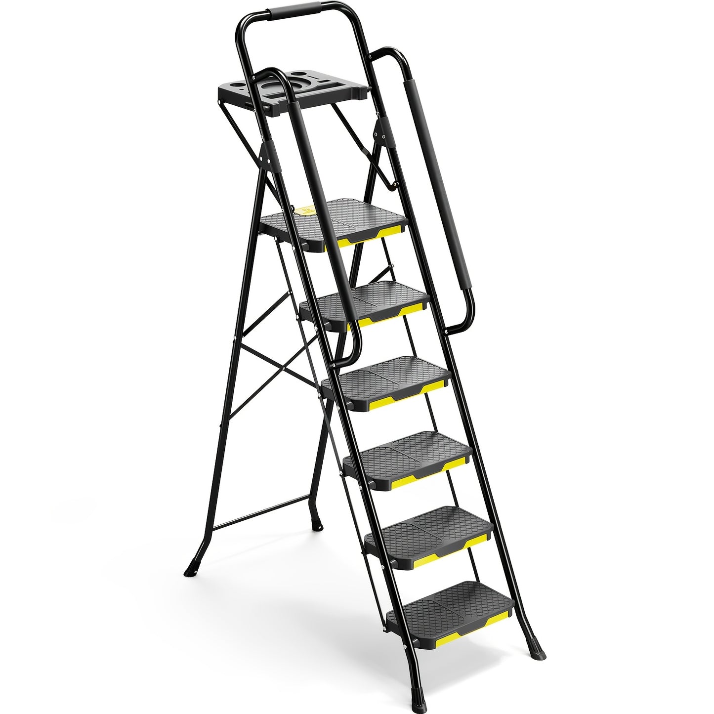 TOOLF 6 Step Ladder Tool Platform And Handrails 800 Lbs