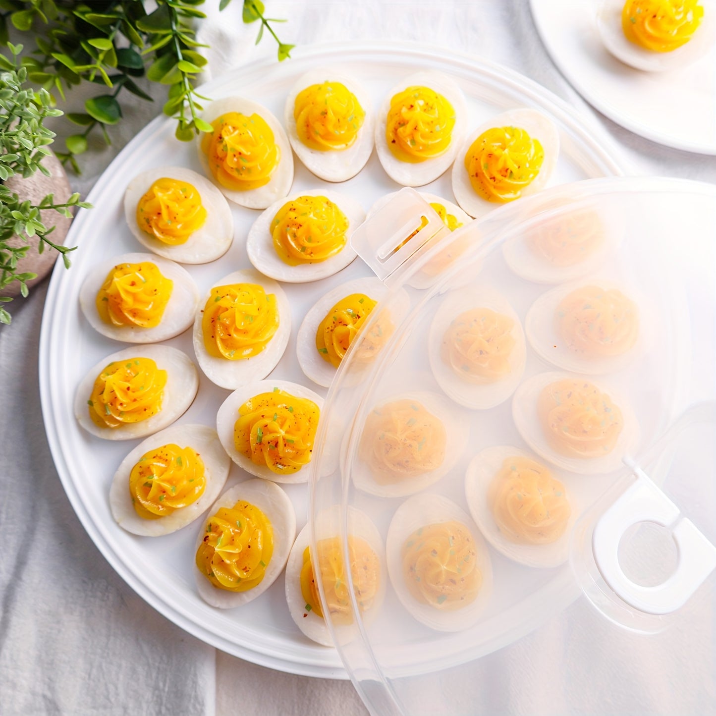 3pcs Deviled Egg Trays, Brown 11.8 Inch Plastic Egg Platters With Lid, Portable Egg Containers With 66 Slots/45Slots, Mother'S Day Gift, For Kitchen, Easter, Wedding, Valentine'S Day, Holiday Parties, Birthday Parties, Outdoo