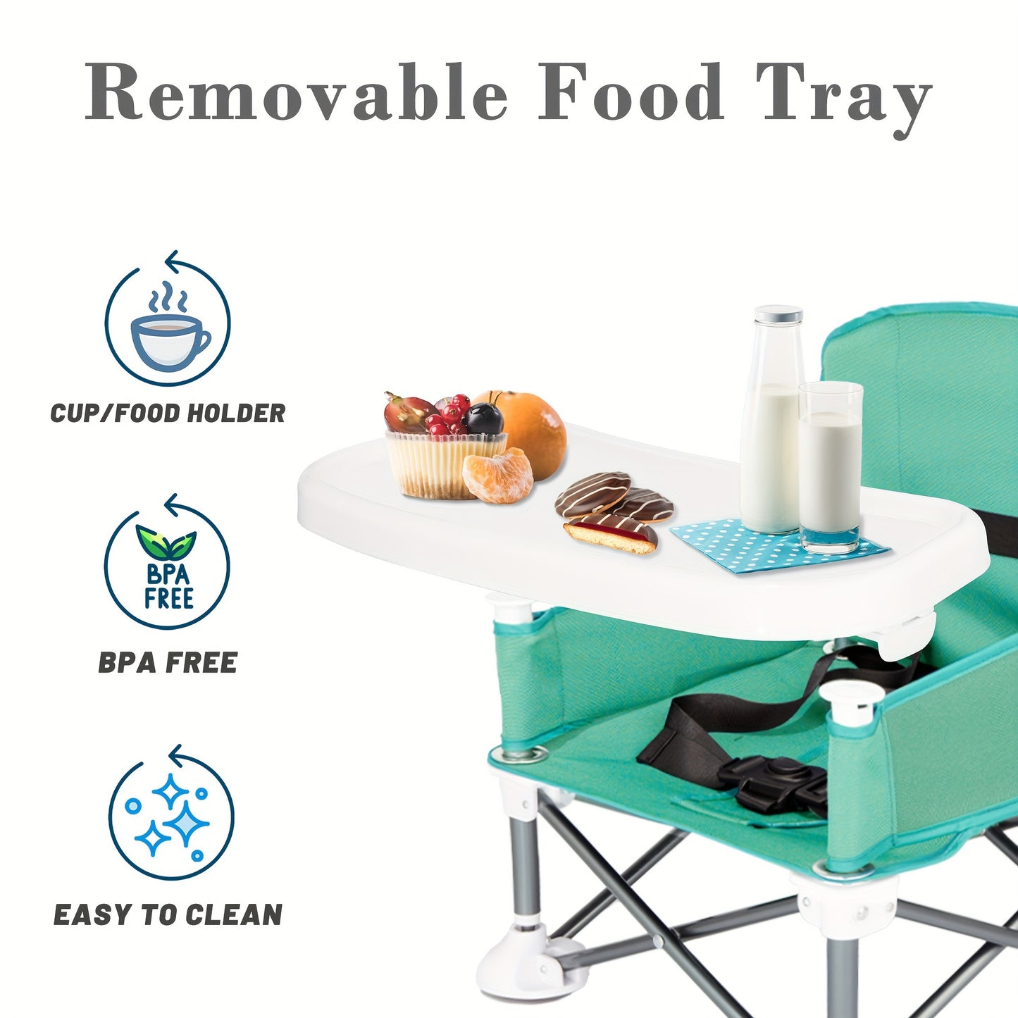 Toddler Travel Booster Seat Compact Folding Tray Outdoor