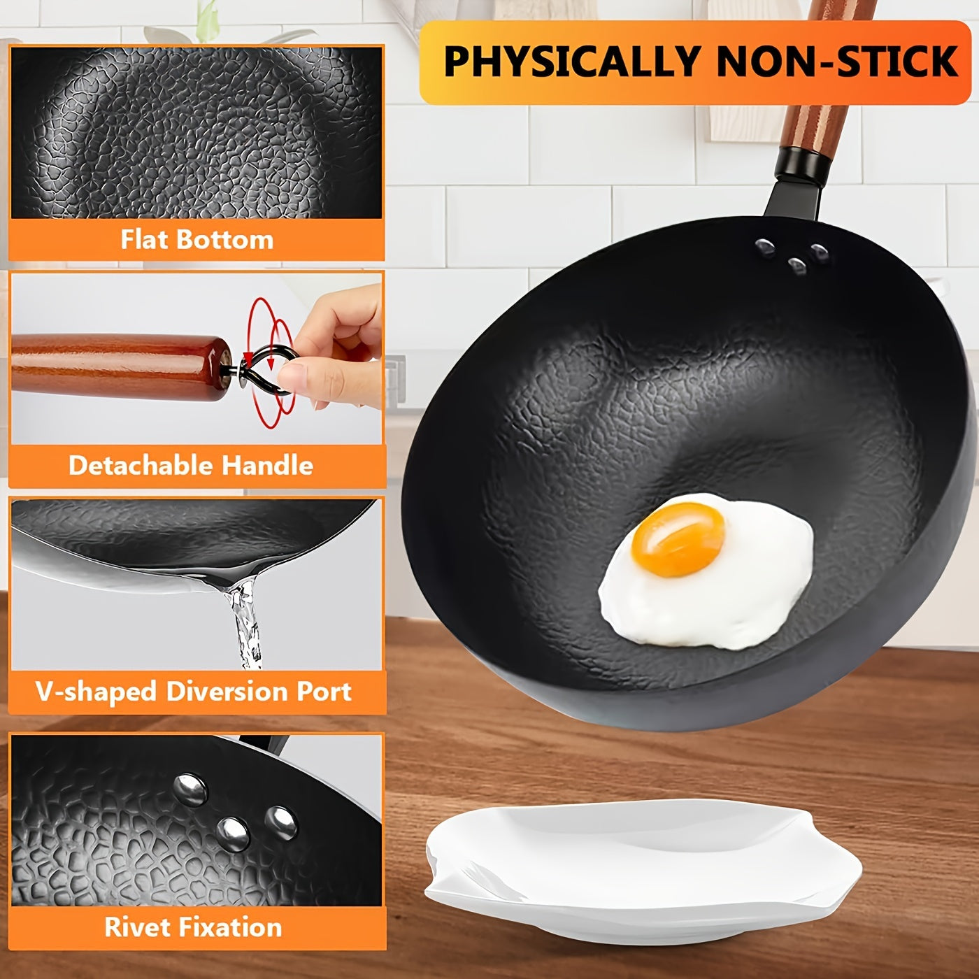 [Nonstick Wok With Lid] 1set Nonstick Wok With Lid - Heat-resistant Cooking Surface, Versatile For All Stovetops - Includes Cookware Accessories