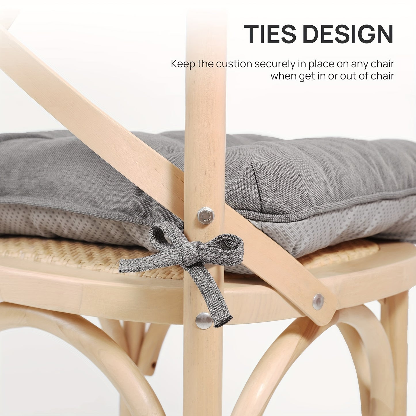 Chair Cushions Set Of 4, Kitchen Chair Cushions with Non-Slip Backing, Seat Cushions for Kitchen Chairs, Indoor Chair Pads with Ties