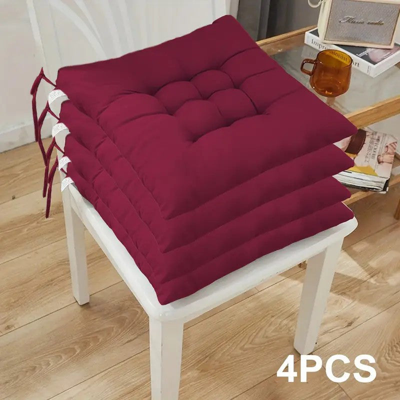 4-Pack Solid Color Polyester Chair Cushions - No Electricity Required, Durable Fabric, Plush Design, Suitable for Garden Chairs, Restaurant Chairs, Car Seats and Office Chairs