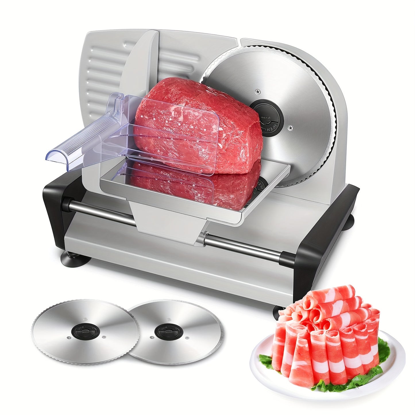 200W Electric Meat Slicer Stainless Steel 7.5 Inch Removable Blade Black