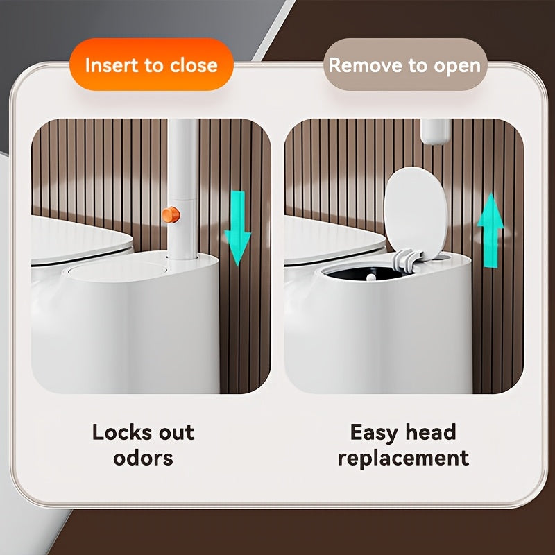 2 In 1 Trash Can With Toilet Brush Holder Bathroom Plastic Floor Mount JOYBOS