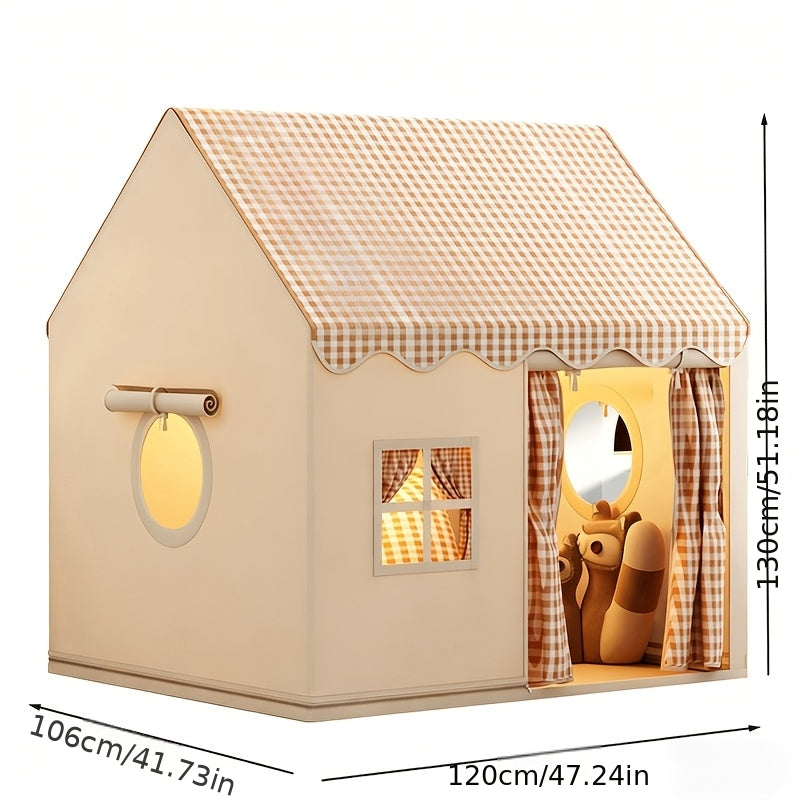 Checkered Play Tent With Window For Kids Indoor Outdoor Princess Castle