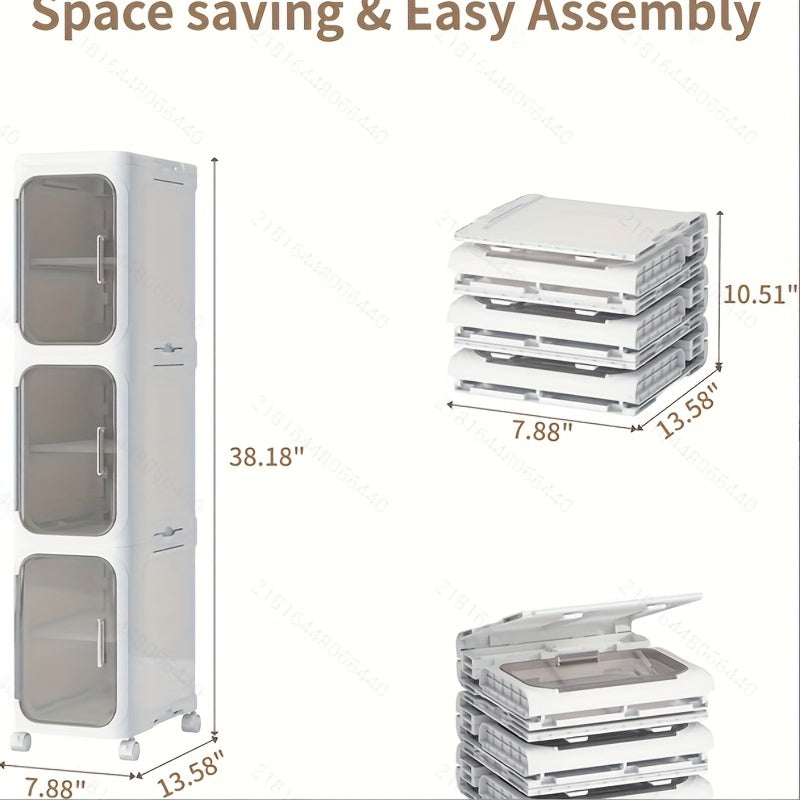 Three Quarter Tier Tall Narrow Plastic Storage Cabinet With Adjustable Shelves