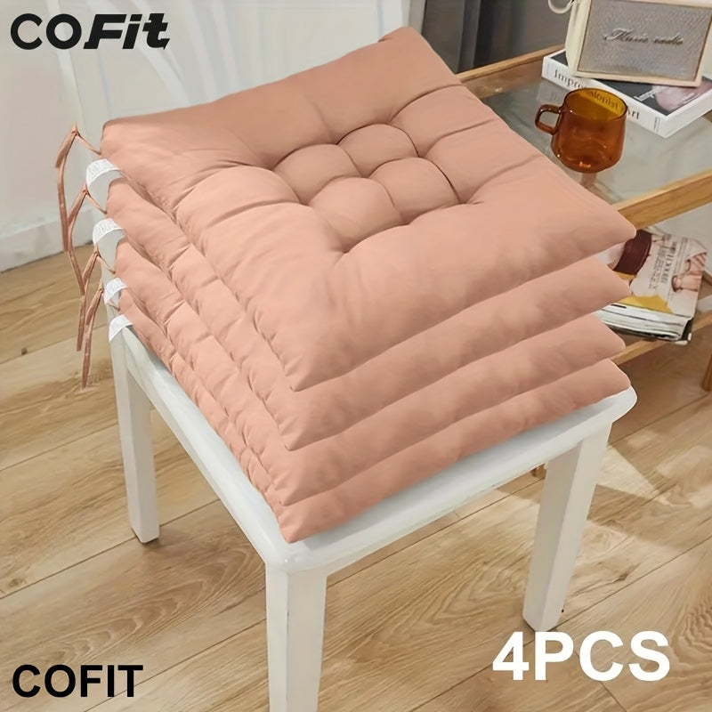 4-Pack Solid Color Polyester Chair Cushions - No Electricity Required, Durable Fabric, Plush Design, Suitable for Garden Chairs, Restaurant Chairs, Car Seats and Office Chairs