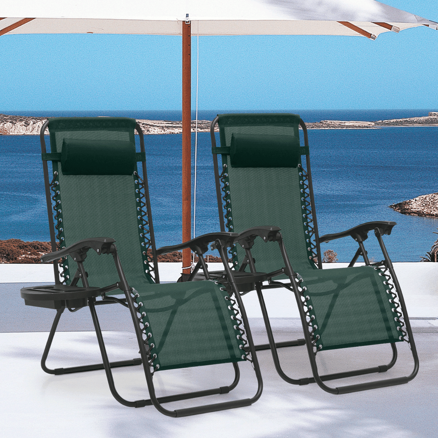 MoNiBloom Zero Gravity Chairs Set of 2 Outdoor Folding Patio Lounge Chairs