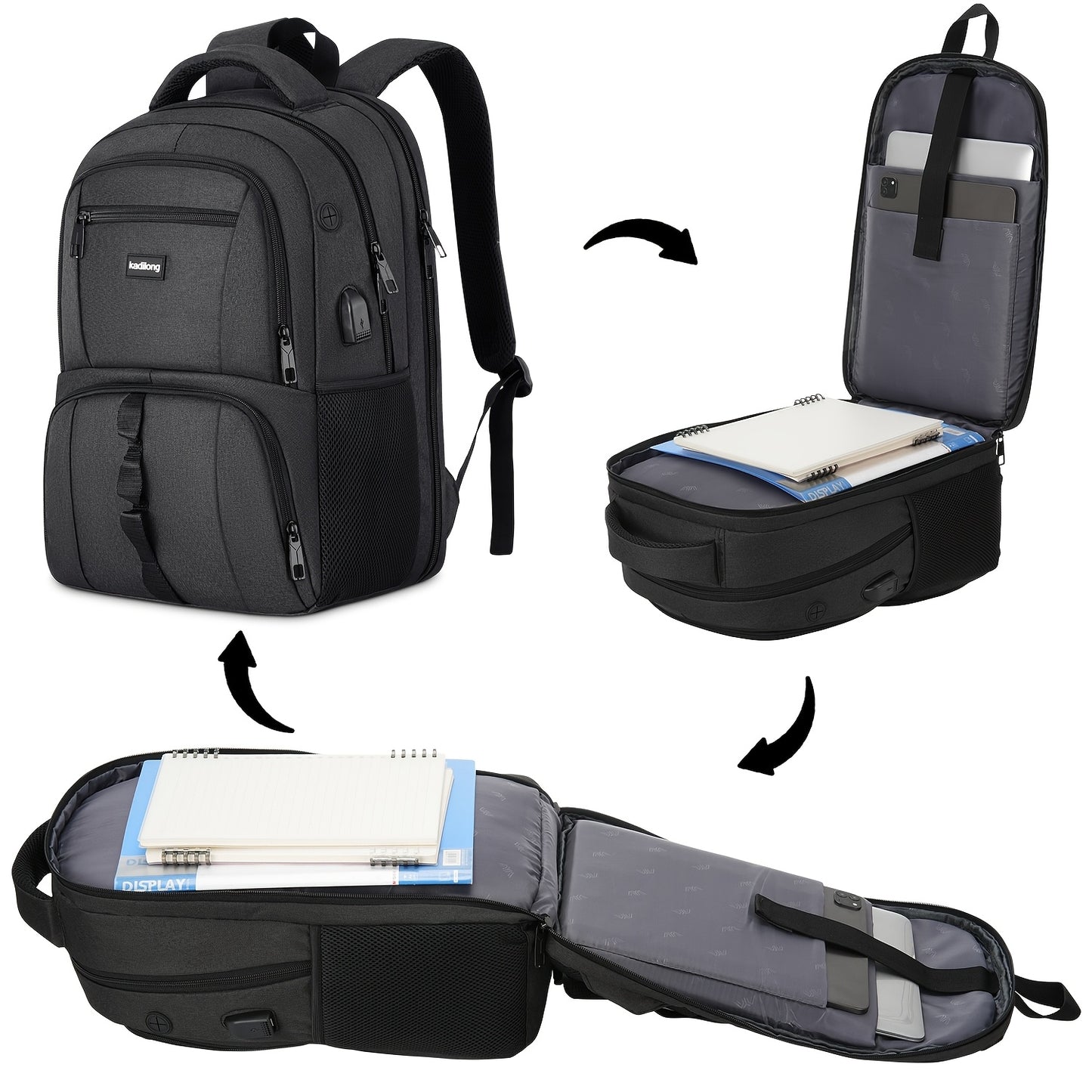 [Anti Theft Backpack] Anti Theft Laptop Backpack | For Men Women, College School Bookbags Computer Bag Gift For Teenage Boys Girls, Business Travel Back Pack With USB Charging Port Fits 15.6 Inch Notebook