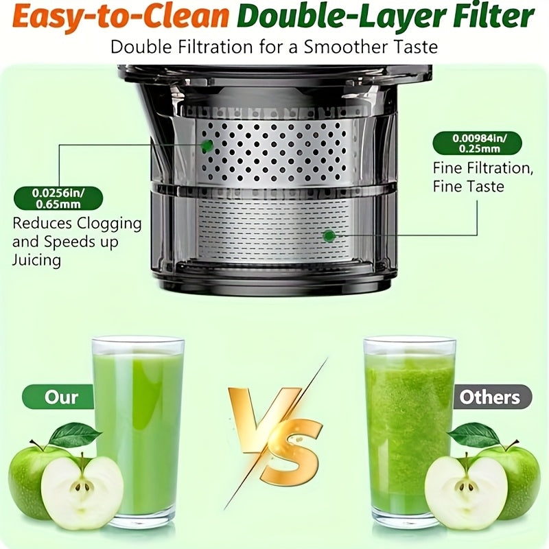 [350w Cold Press Juicer] 350w Cold Press Juicer Masticating Juicer | 4.7 Wide Feed Chute, High Juice Yield, Easy To Clean | Ideal For Whole Fruits And Vegetables, A Must-Have For Your Kitchen, Perfect Gift Idea