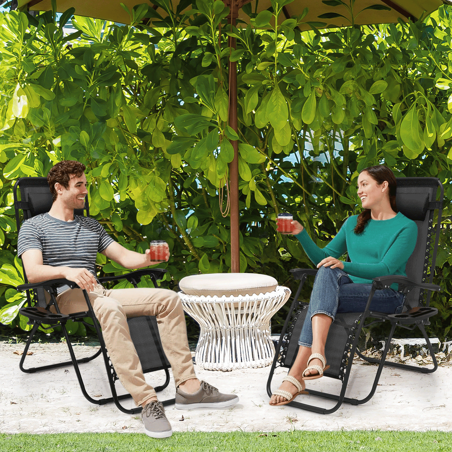 MoNiBloom Zero Gravity Chairs Set of 2 Outdoor Folding Patio Lounge Chairs