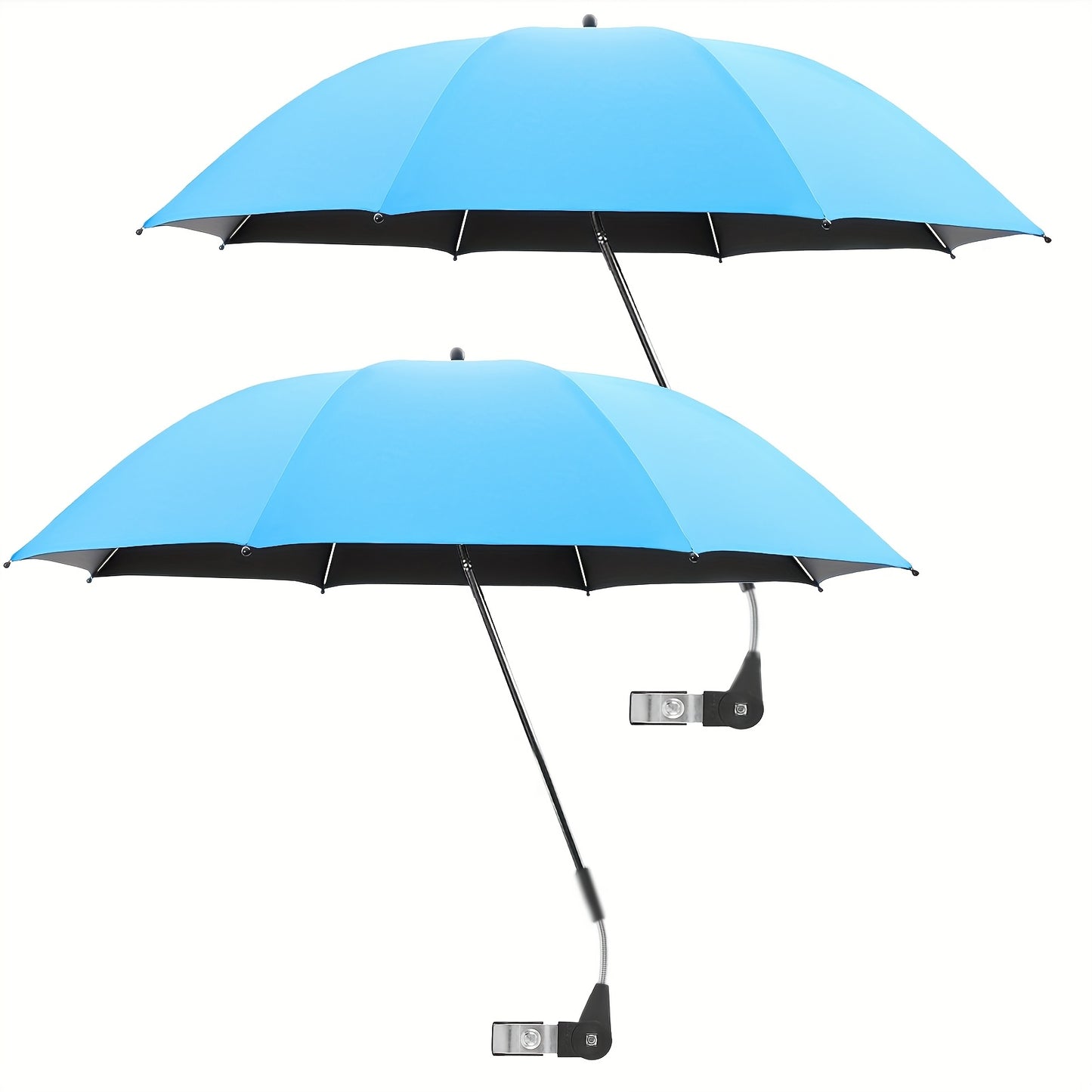 2 Pack Chair Beach Umbrella with 360° Clamp, UPF50+ Sun Protection, Carbon Fiber Pole & Lightweight Polyester Canopy, Mixed Colors for Beach, Camping, Patio, Outdoor Travel, Camping Essentials, Classic Umbrella Design, Durab