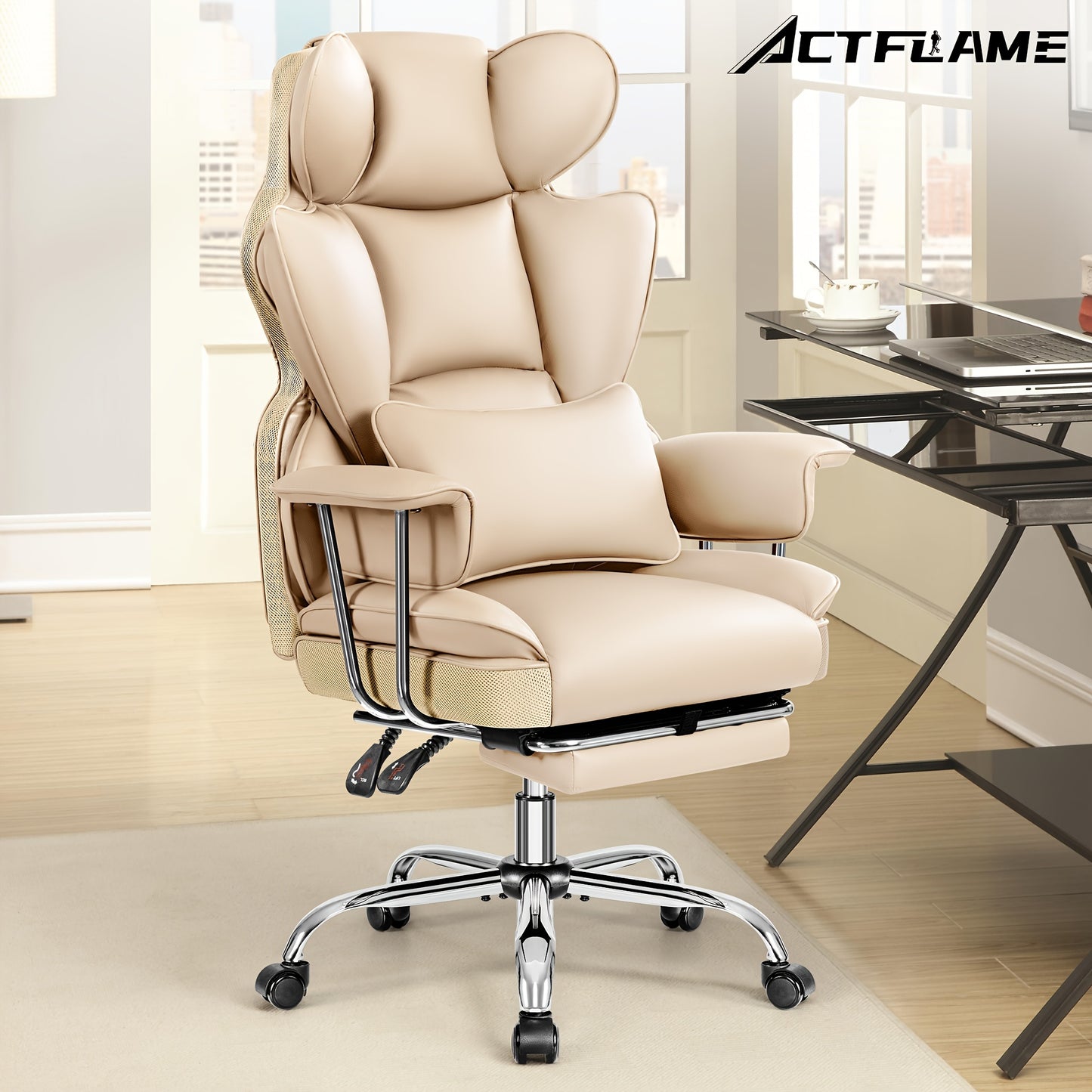 Premium Plus-Size Ergonomic Video Game Chair - Executive High-Back Leather Seat with Enhanced Lumbar Support, Integrated Footrest, and Adjustable Armrests for Ultimate Comfort in Spacious Homes and Offices