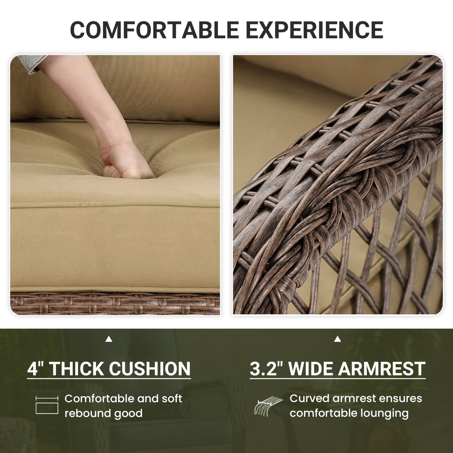 3pcs Patio Set Rocking, Rattan Outdoor Rocking Patio Bistro Set With 2 Rockers And 1 Side Table With 4'Thick Cushions For Backyard, Porch, Balcony, Poolside, And 1piece Of Chair Can Choose