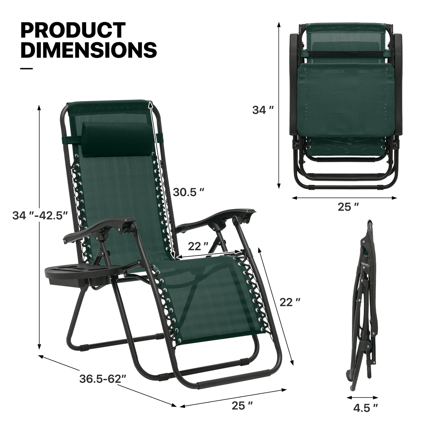 MoNiBloom Zero Gravity Chairs Set of 2 Outdoor Folding Patio Lounge Chairs