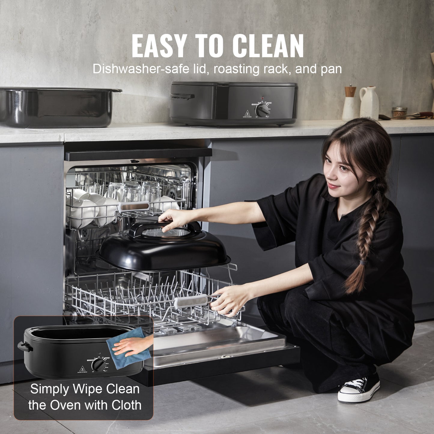VEVOR Electric Roaster Oven 22 Qt Self Basting Lid 1450W