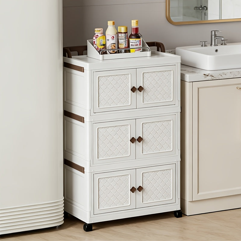 5 Tier Bathroom Folding Storage Cabinet White For Toiletries And Medicines