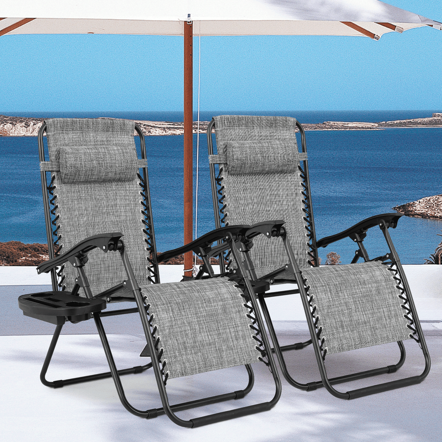MoNiBloom Zero Gravity Chairs Set of 2 Outdoor Folding Patio Lounge Chairs